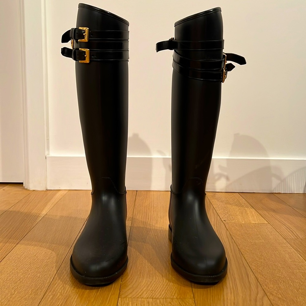 Burberry Rain Boots - Black w/ gold buckle detail - Size 36